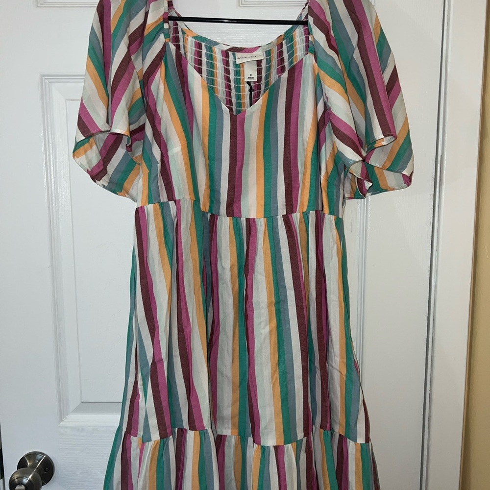 Ava & Viv Multicolor Striped Midi Dress
